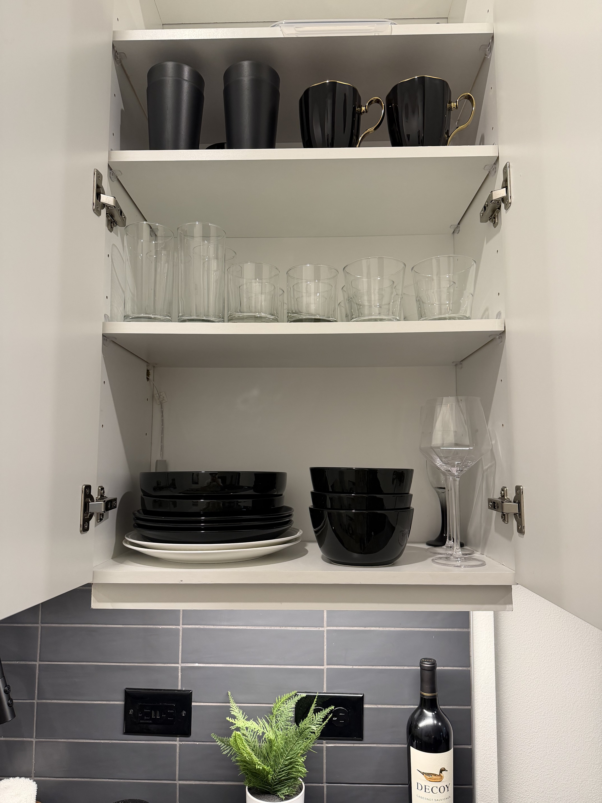 Stocked Cabinets cleaned by Luxe Luxury Cleaning