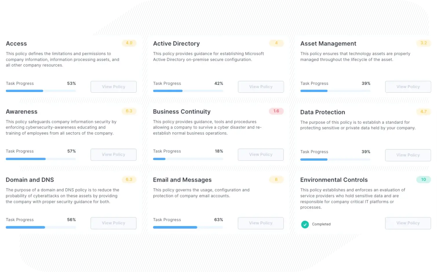 Policy library and task progress