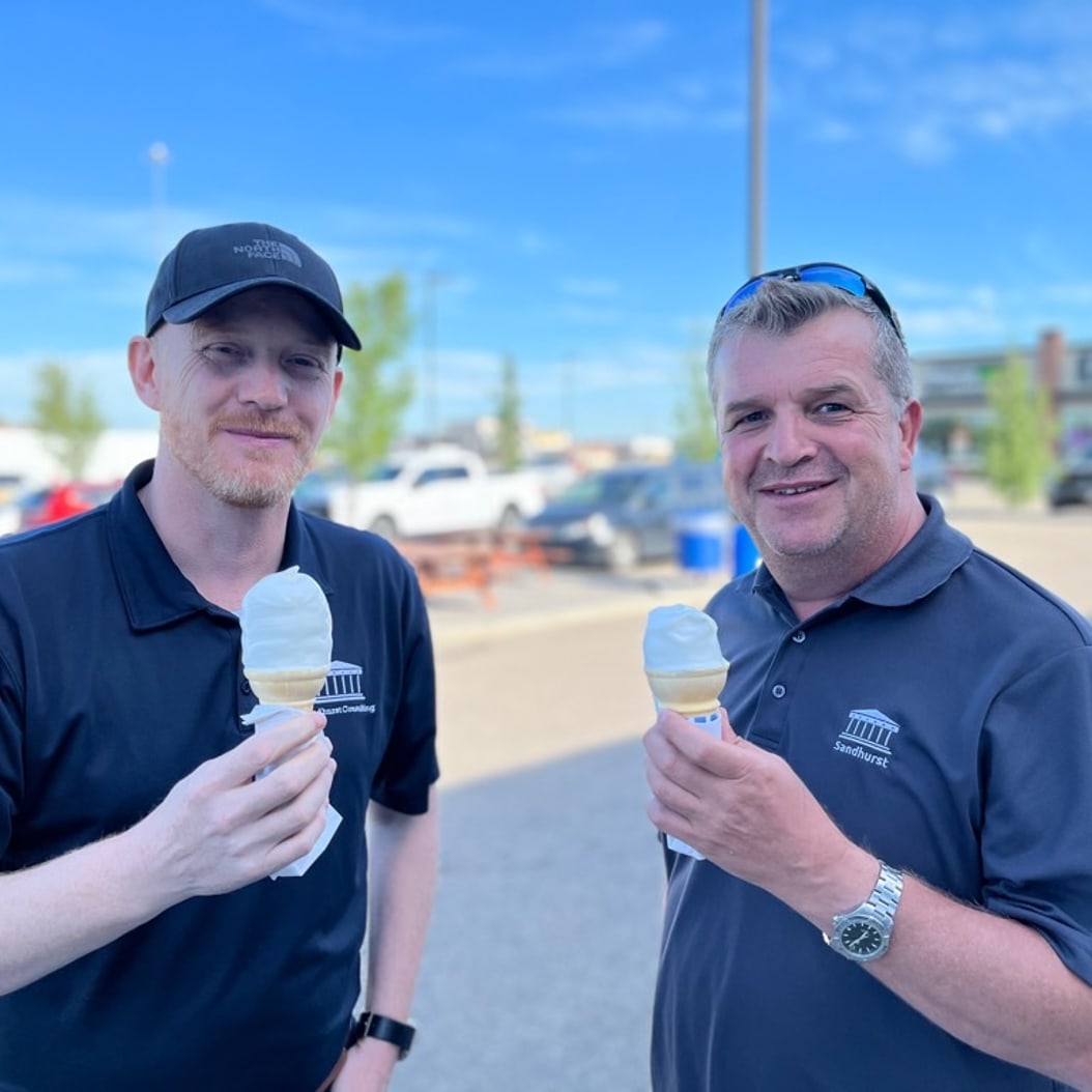 Team gathering over ice cream