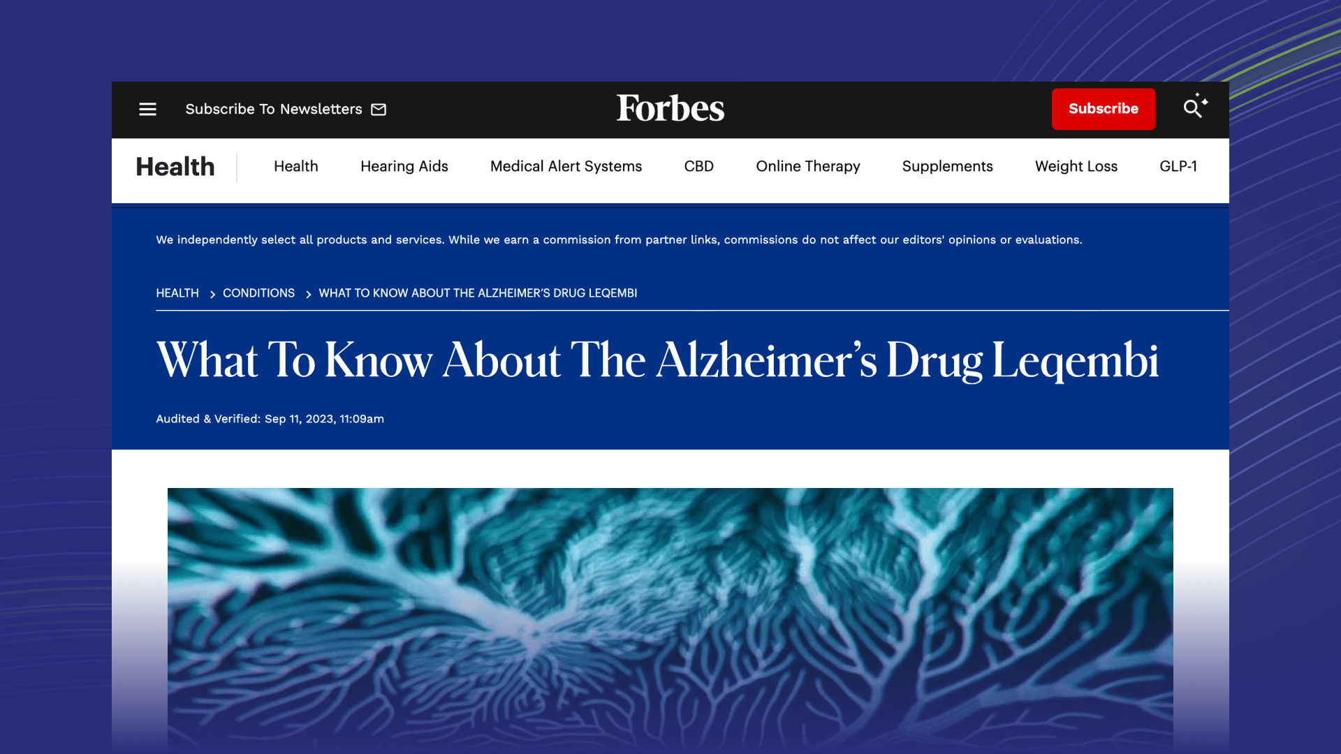 Forbes Health article headline: What To Know About The Alzheimer's Drug Leqembi