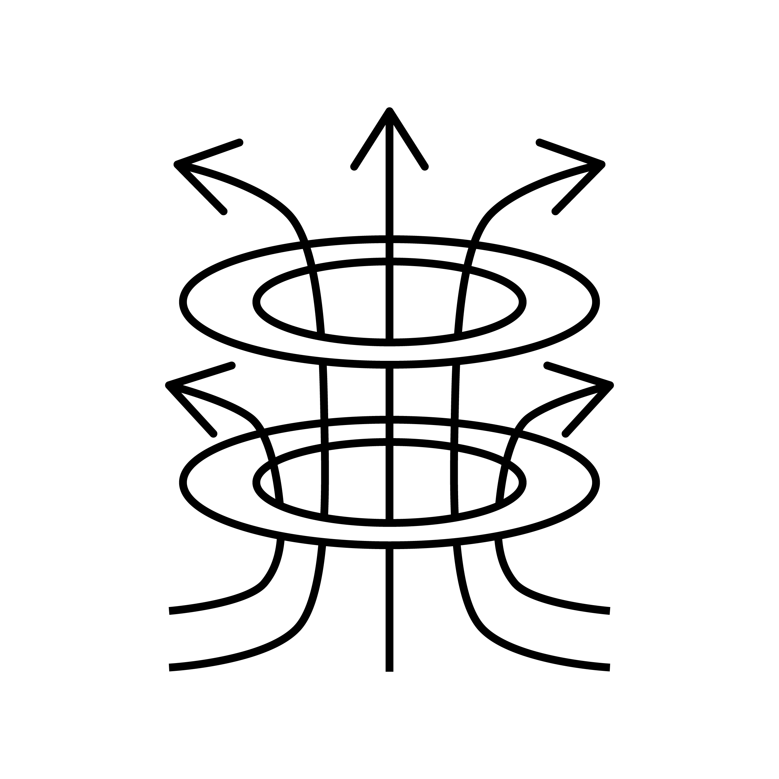 Diagram showing wireless induction charging with power flowing from pad coil to phone coil over air gap.