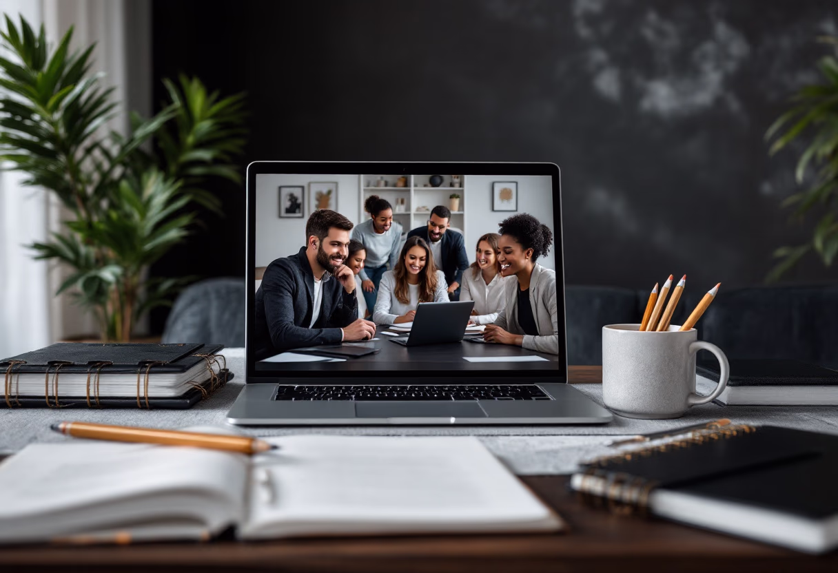 image of students attending an online class (for a edtech)
