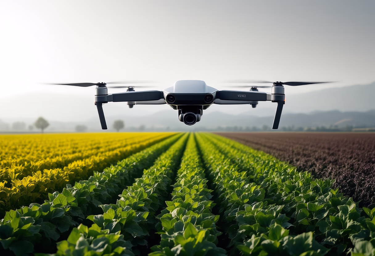 drone managing crops with cutting-edge technology