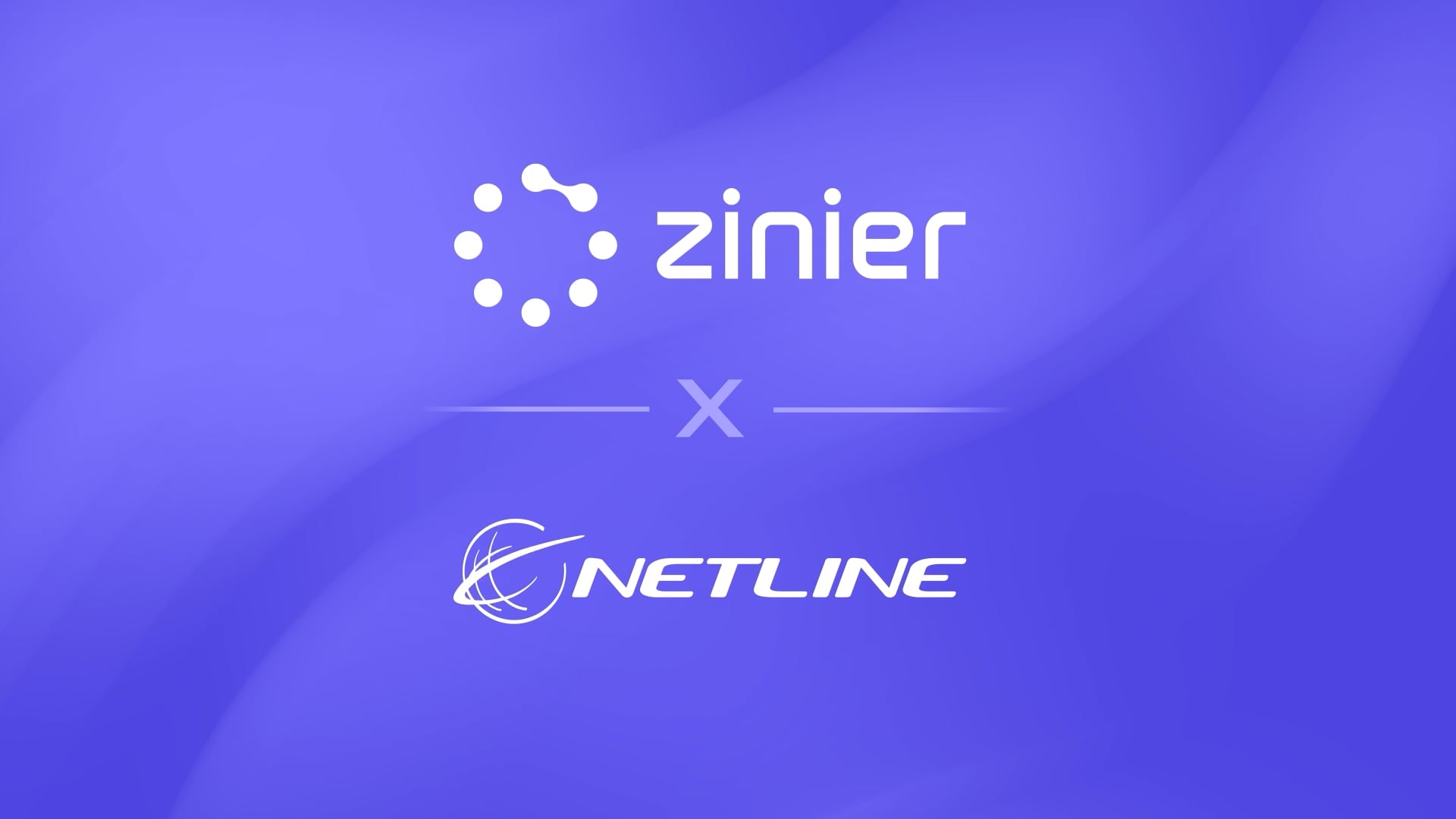 Zinier- und Netline-Logos auf violettem Hintergrund