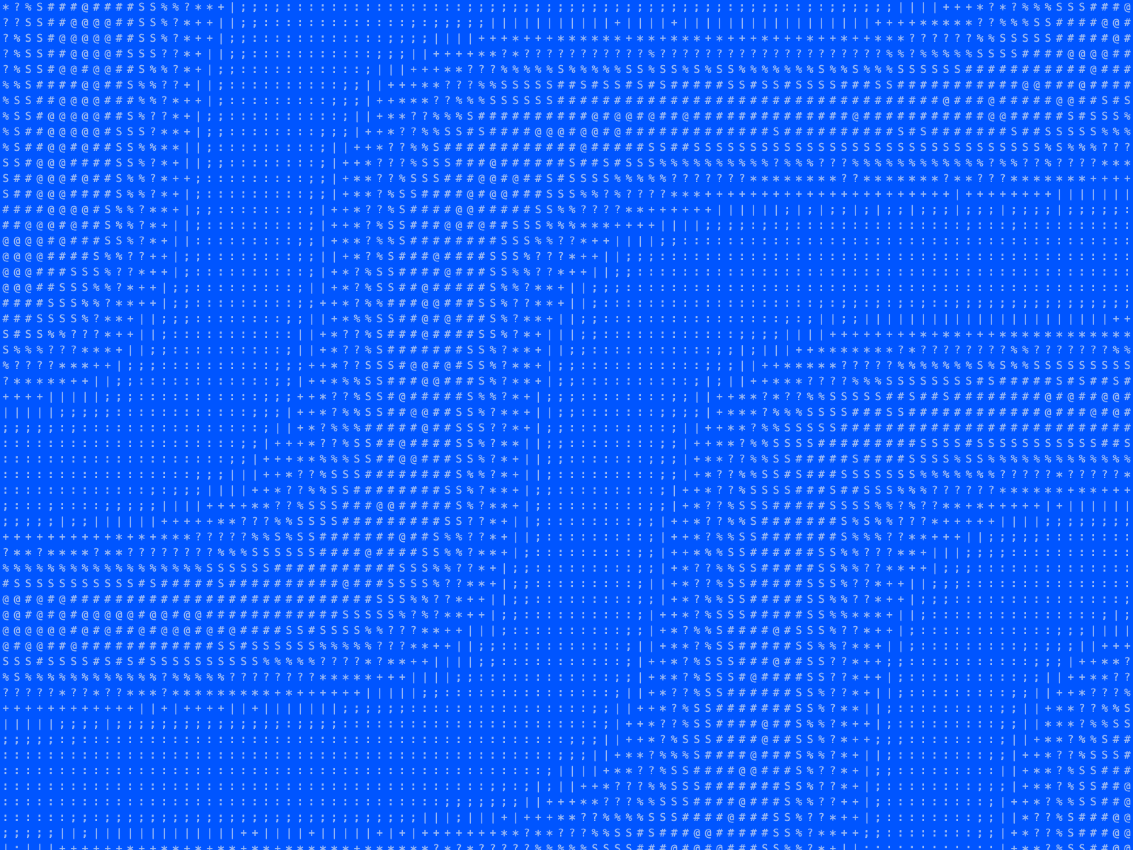 Abstract blue ASCII character field representing AI search visibility
