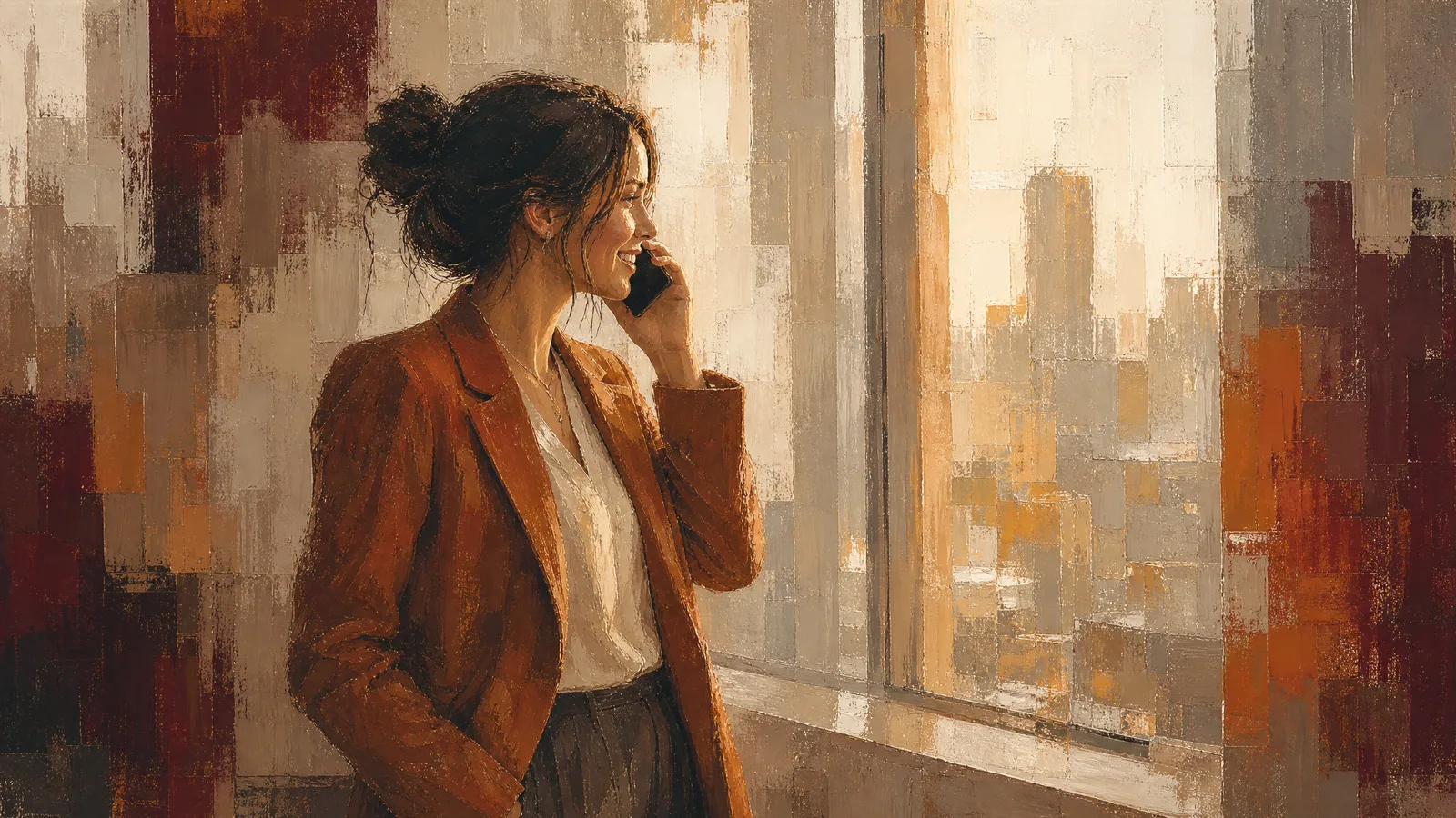 A real estate professional making a thoughtful phone call