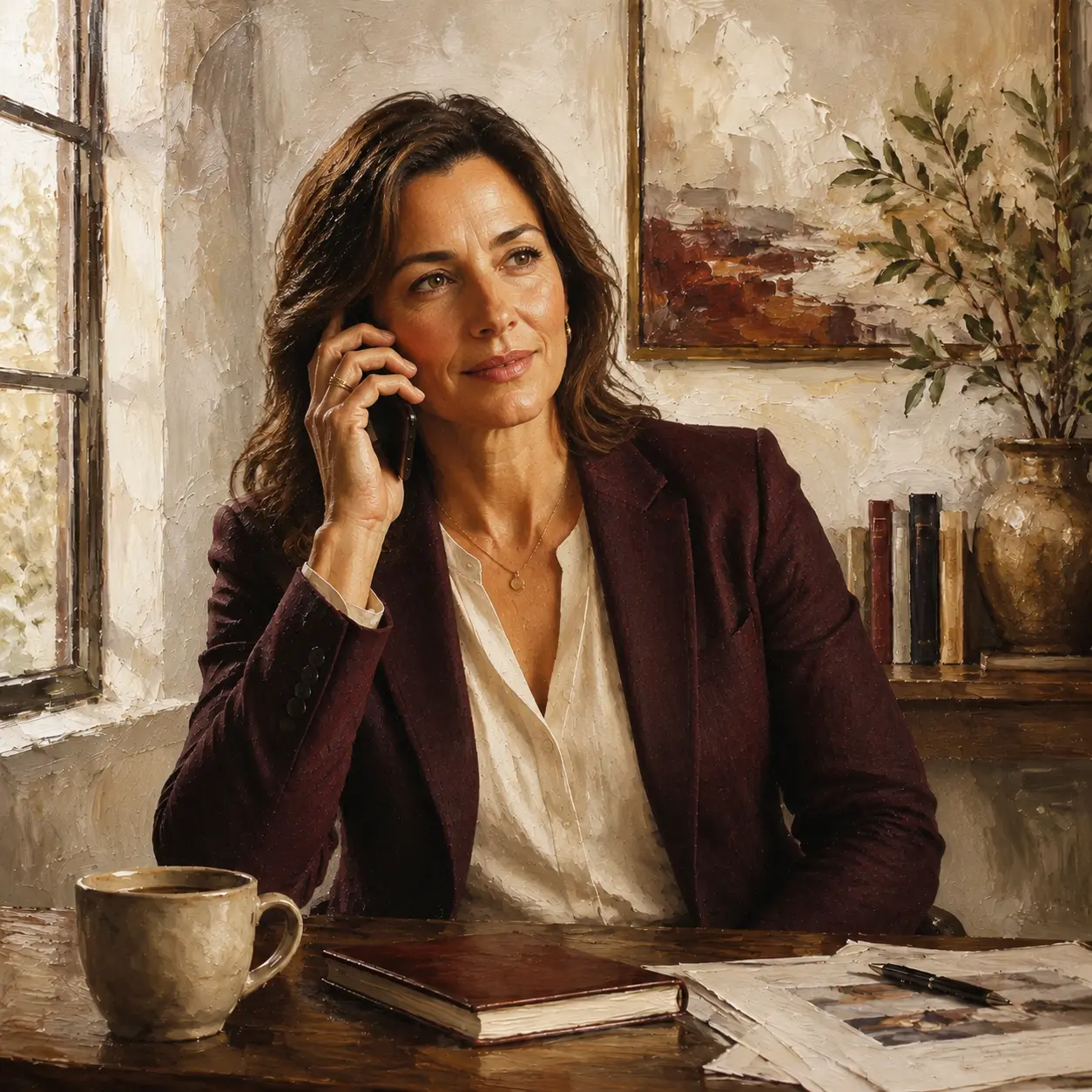 An agent reaching out to a past client from her phone