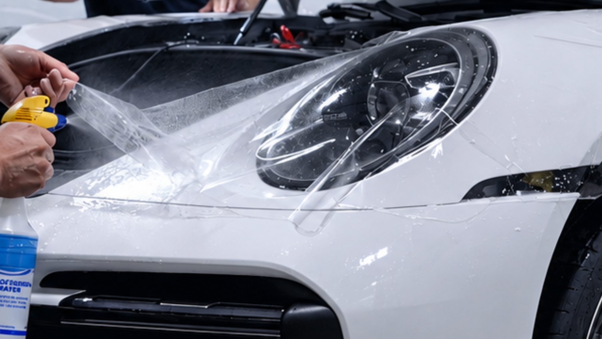 Vehicle receiving paint protection film installation