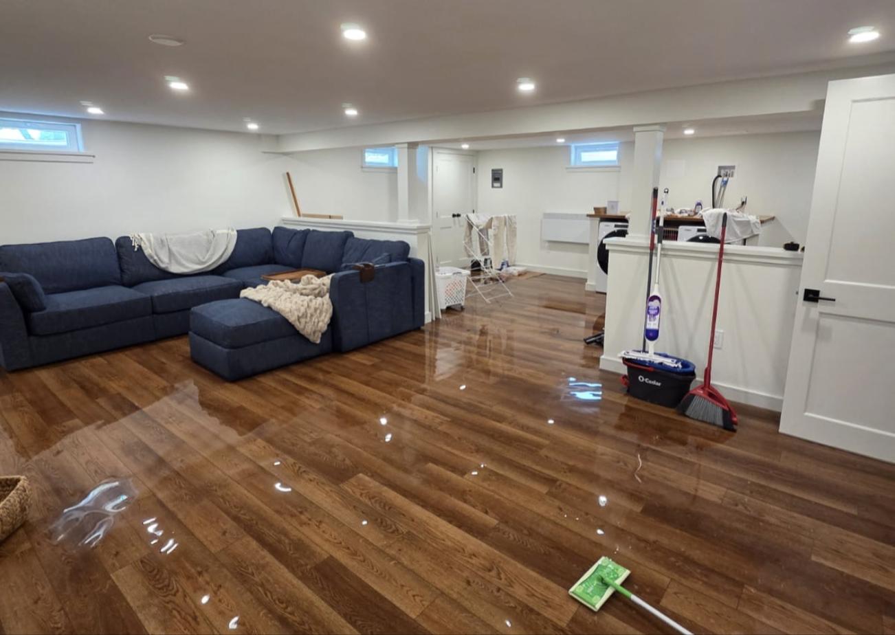 Storm and flood water damage cleanup in a Hampden County, MA basement — Mass Restoration Group