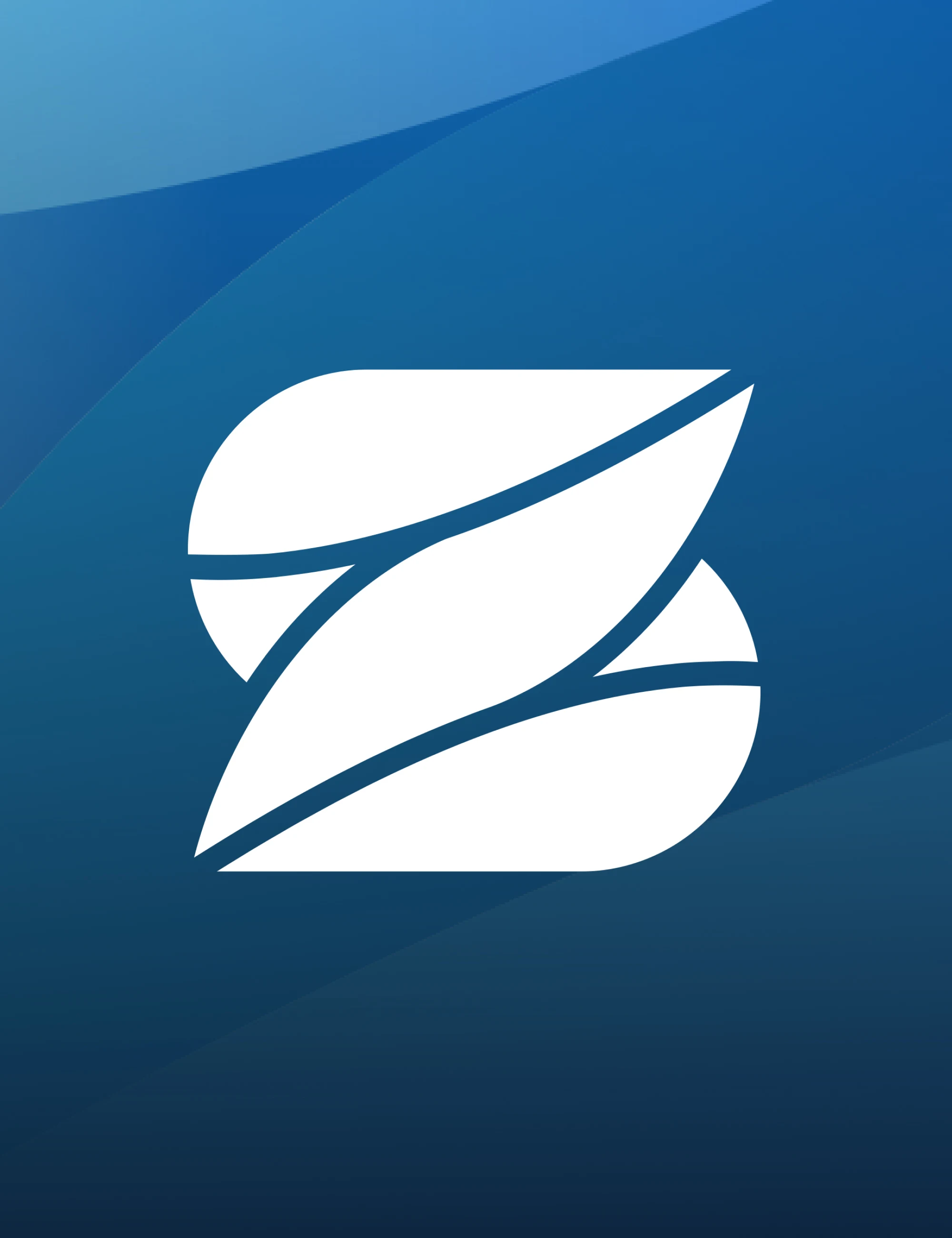 White stylized Surety logo on a blue abstract gradient background.