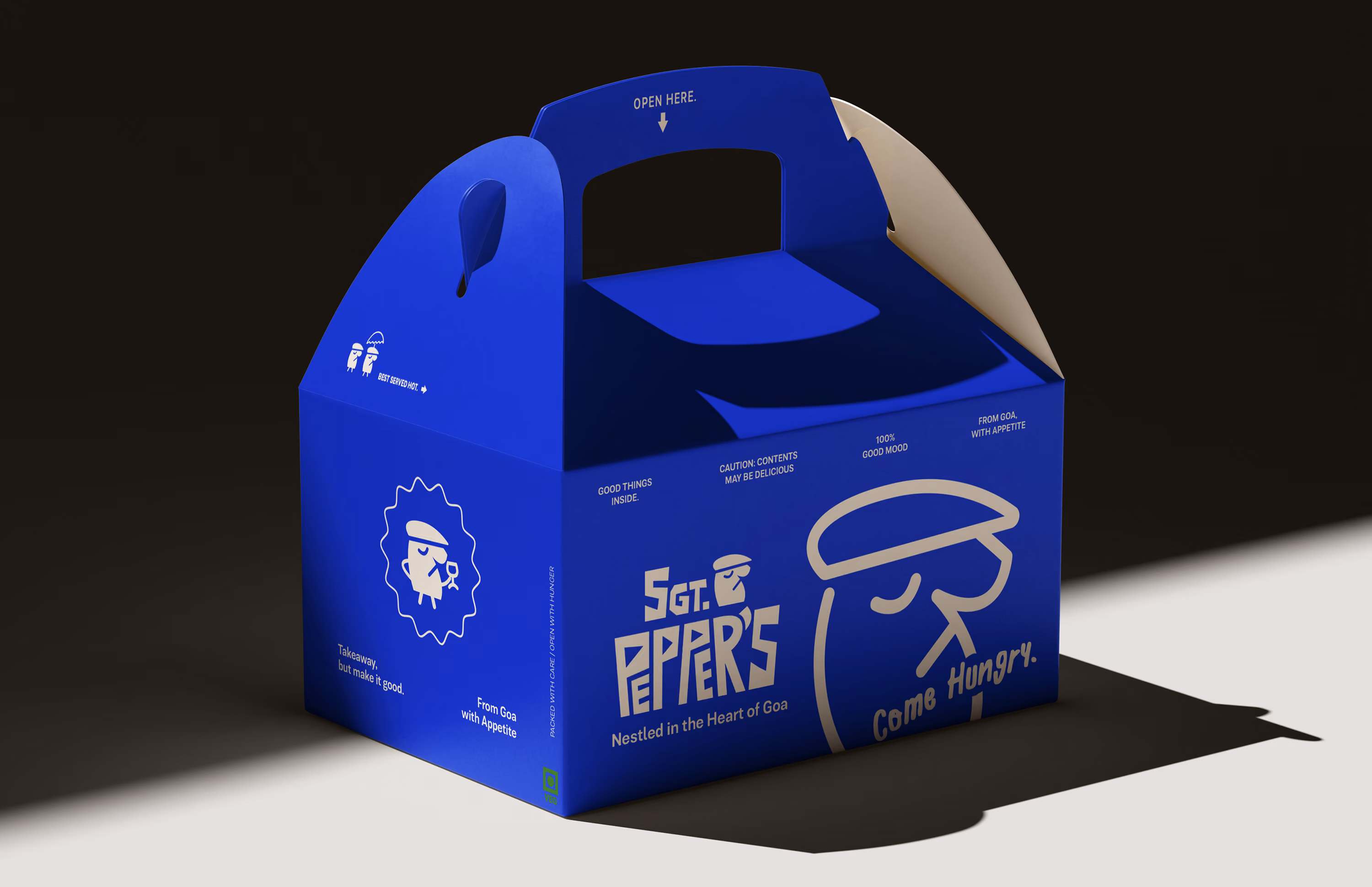 Food packaging box mock-up for SGT. Peppers.