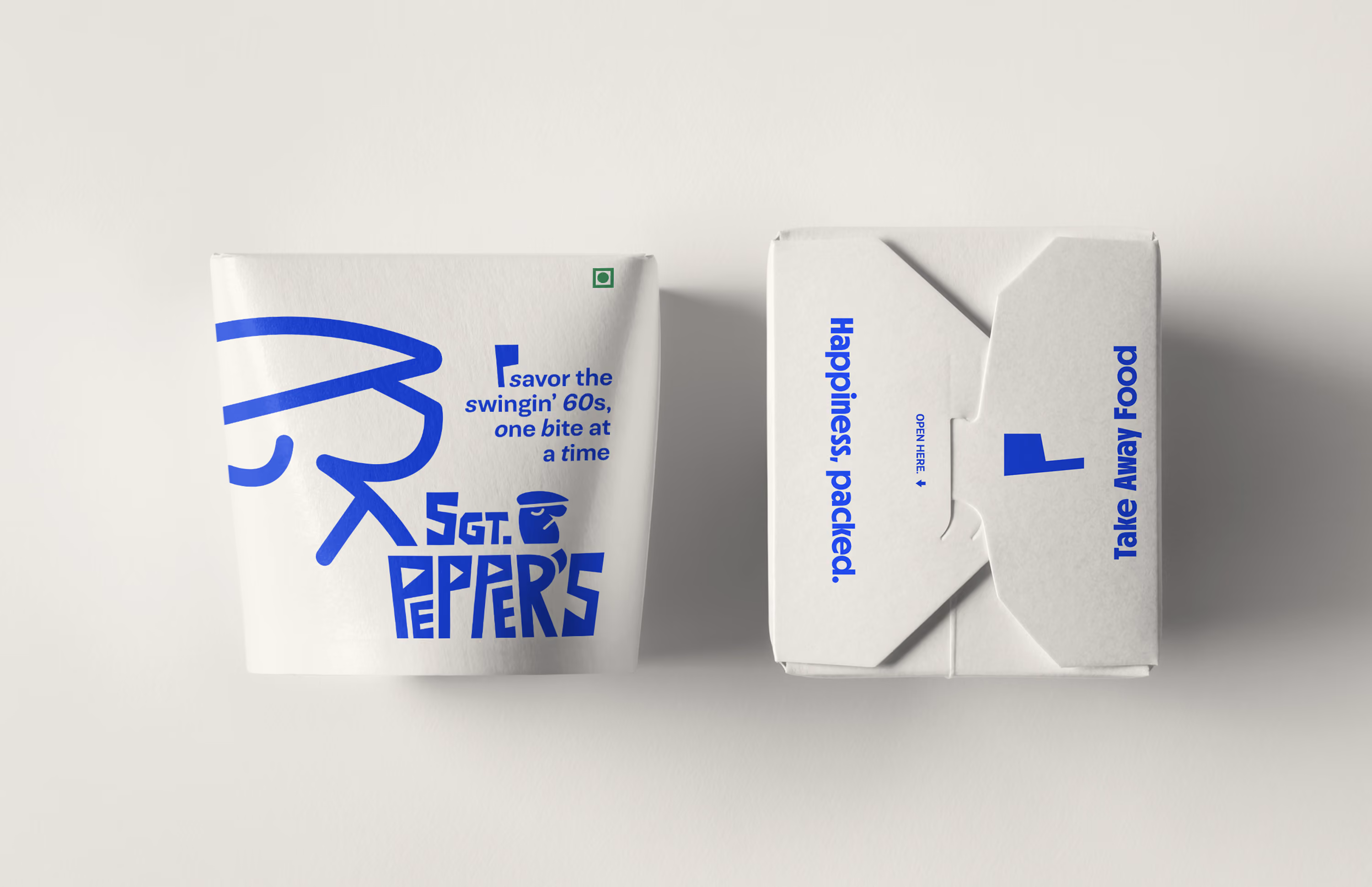 Food packaging box mock-up for SGT. Peppers.