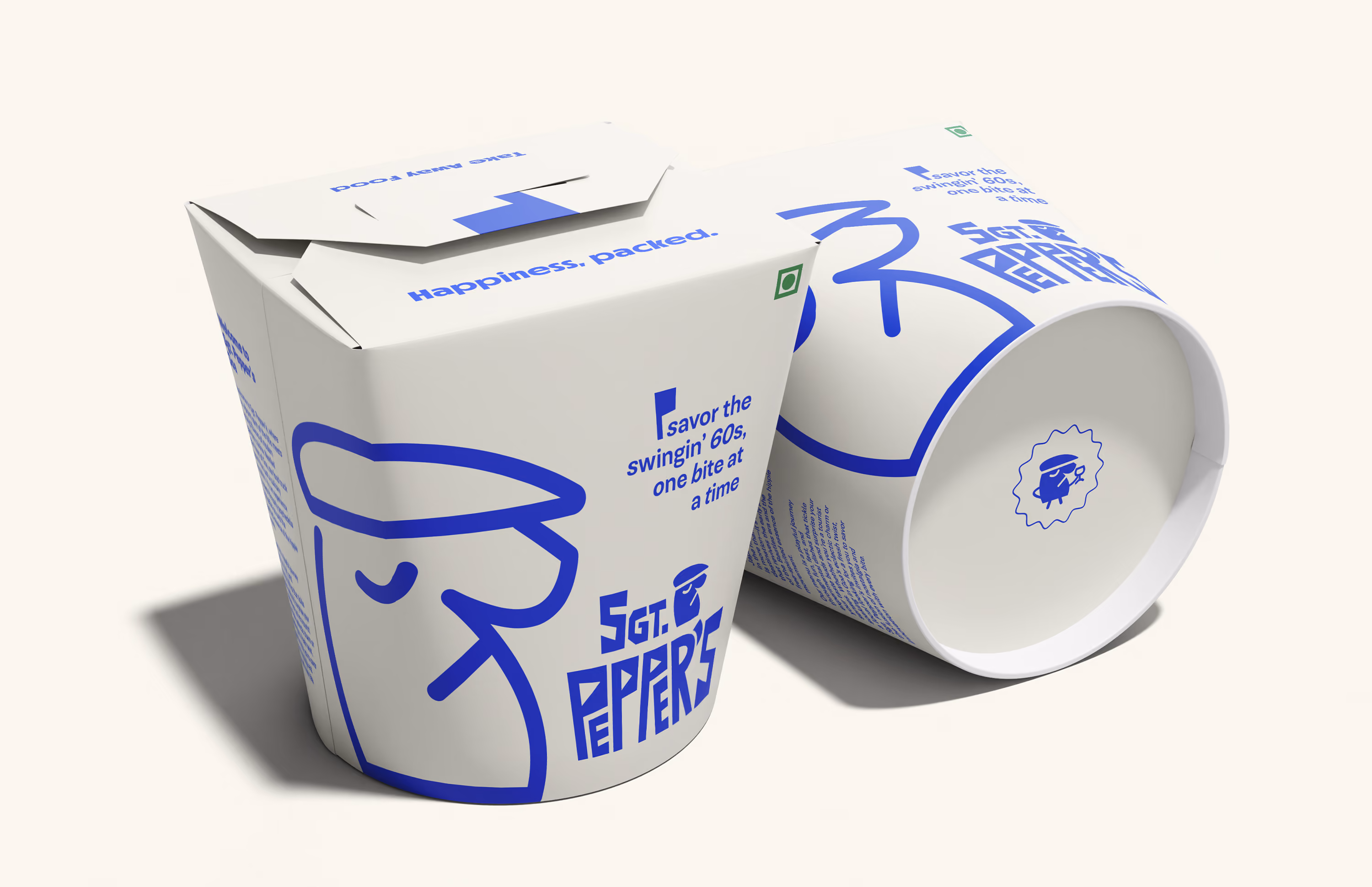 Food packaging box mock-up for SGT. Peppers.