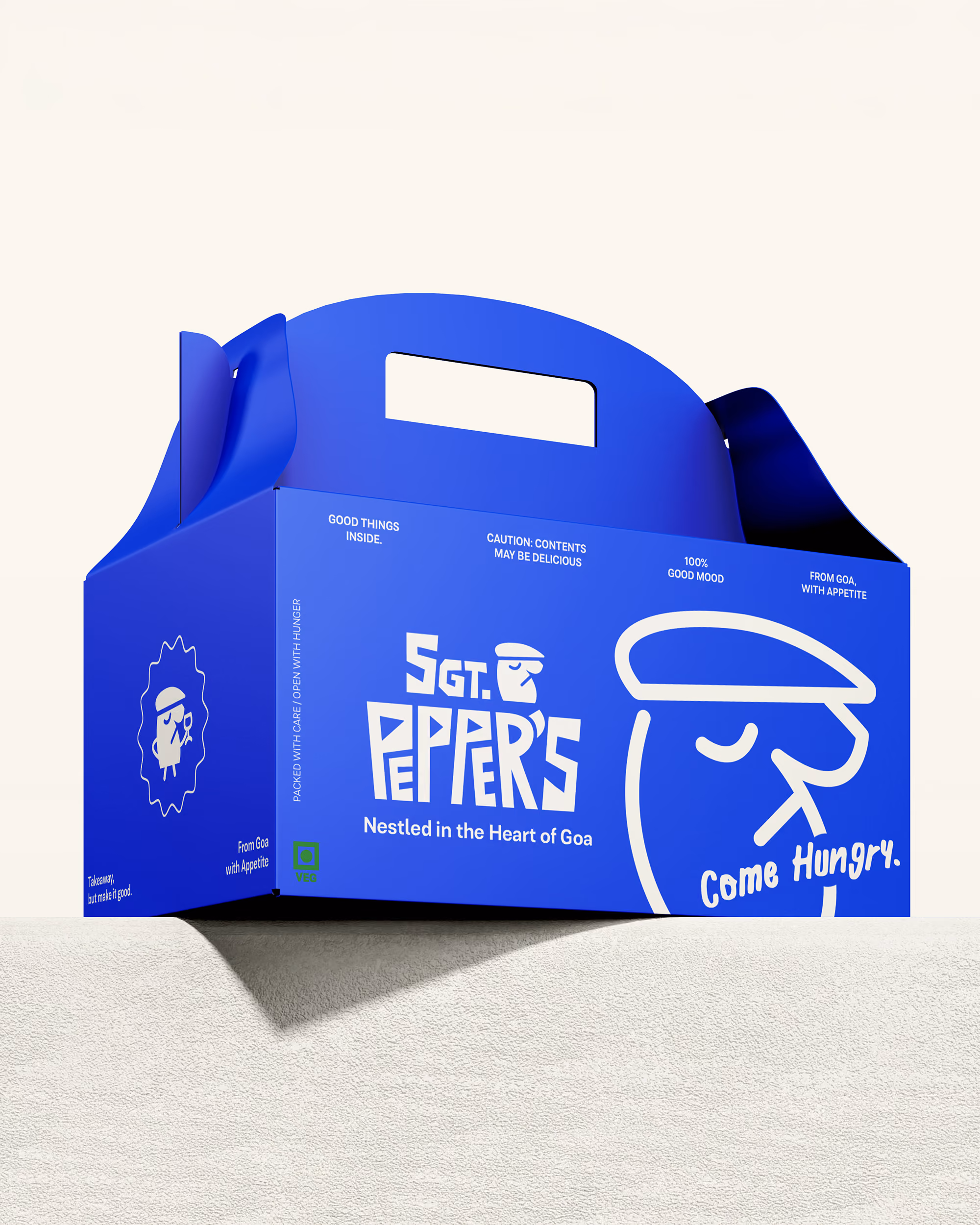 Food packaging box mock-up for SGT. Peppers.