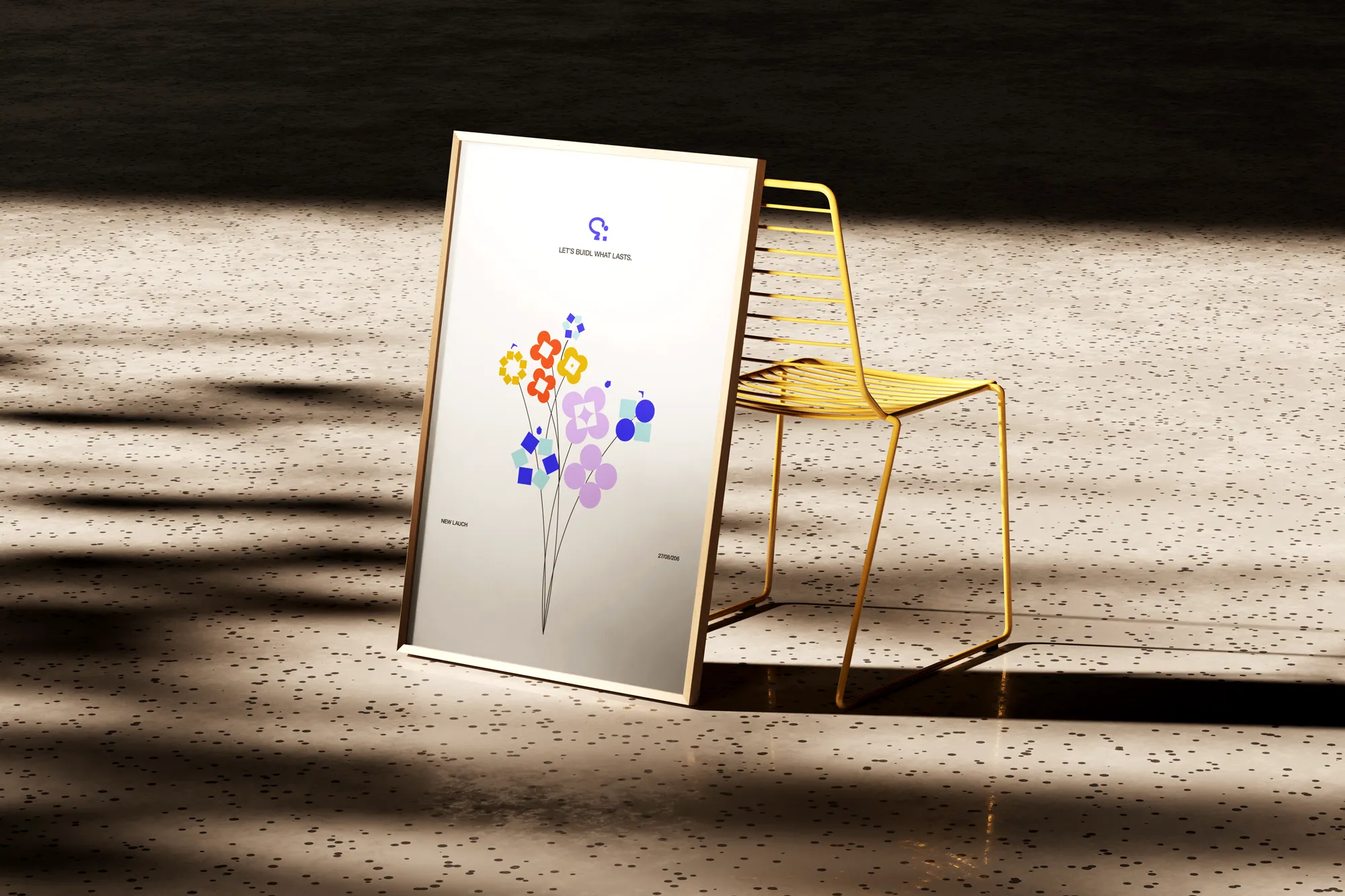 Mockup of clutter's icon being used in abstract design.