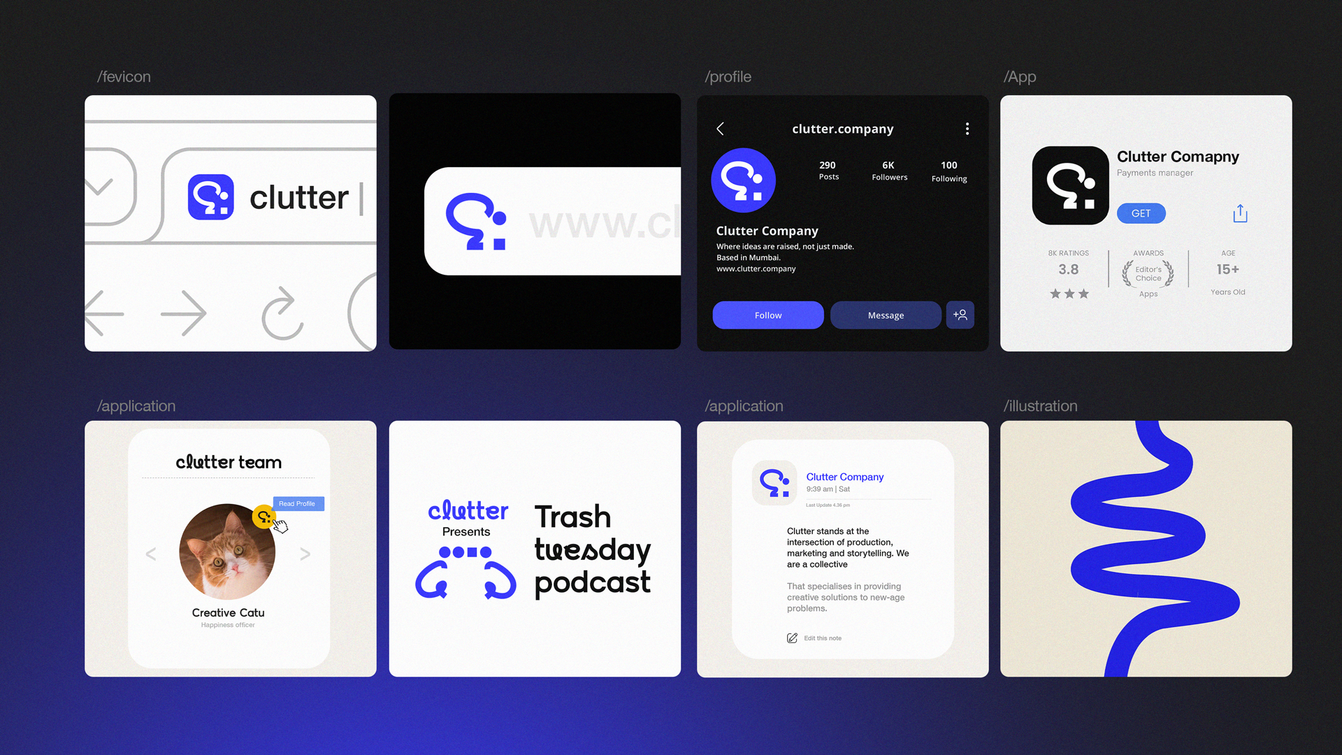 A demo of a few UI designs for Clutters brand identity.