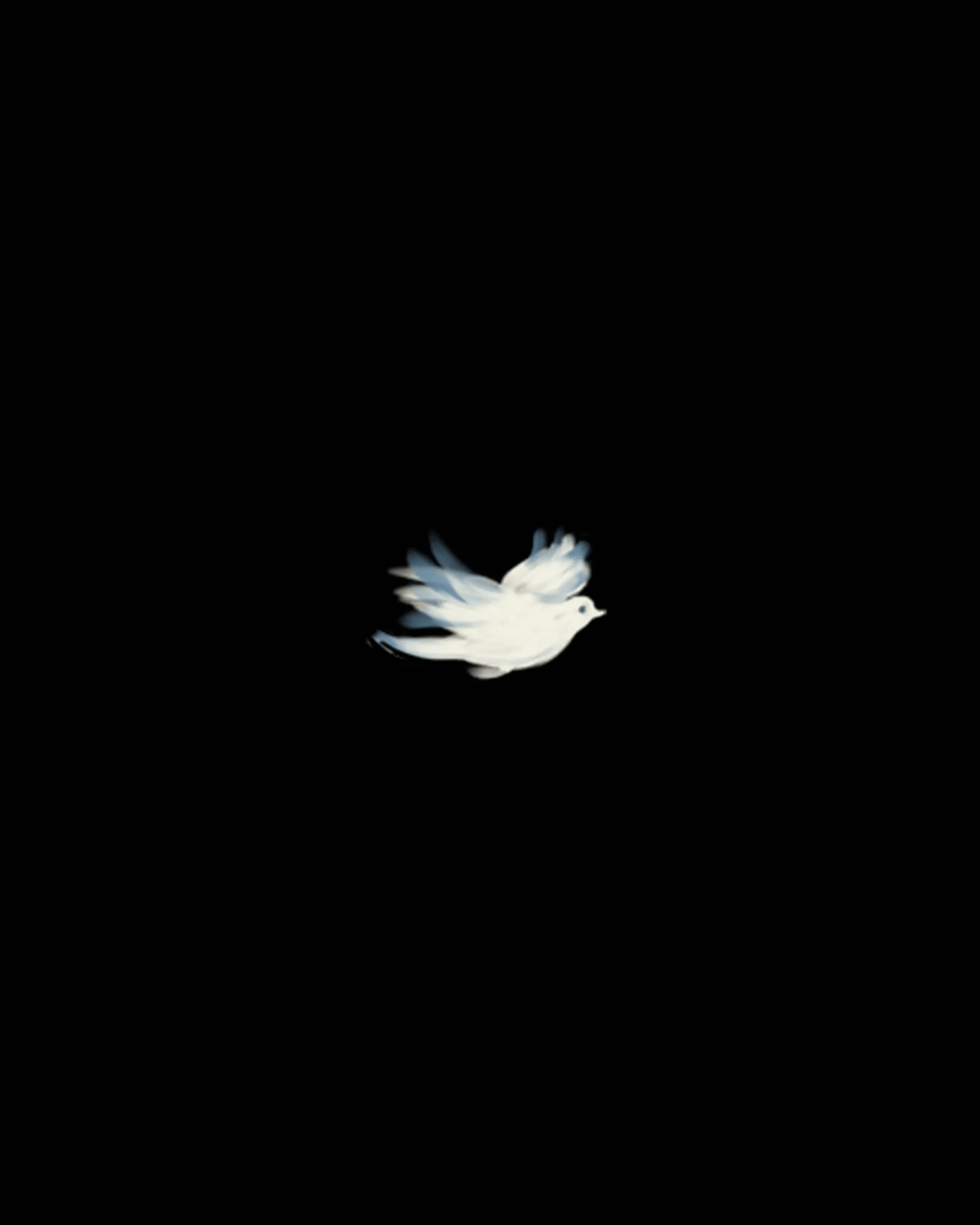 Birdlily illustration in mid-flight against a solid black background.