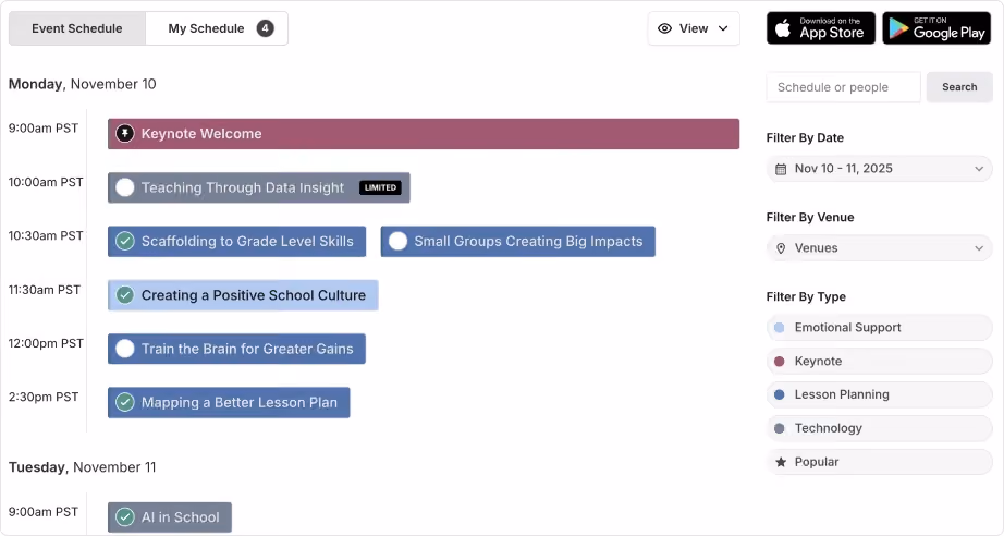 Build personalized schedules for attendees on Sched