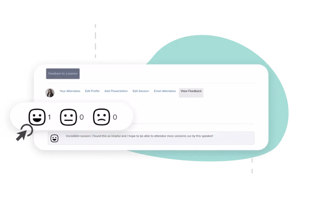 Product mockup of Scheds built-in event feedback tool