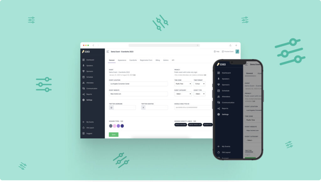 Conferene management software control panel
