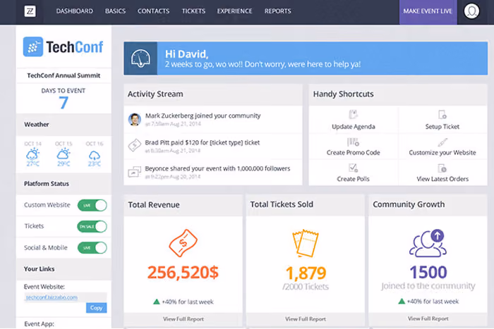 Screenshot of Bizzabo event planning software