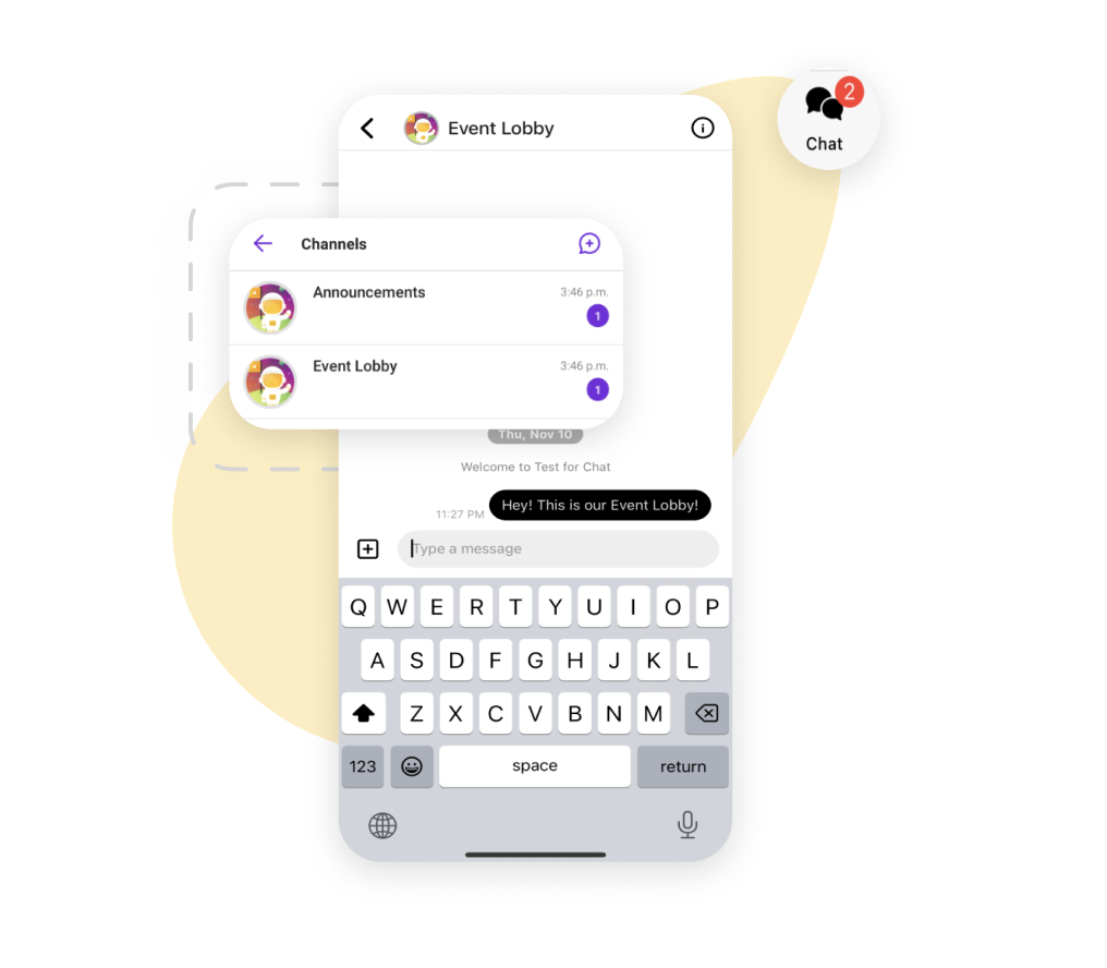event lobby and announcements channels for workshops