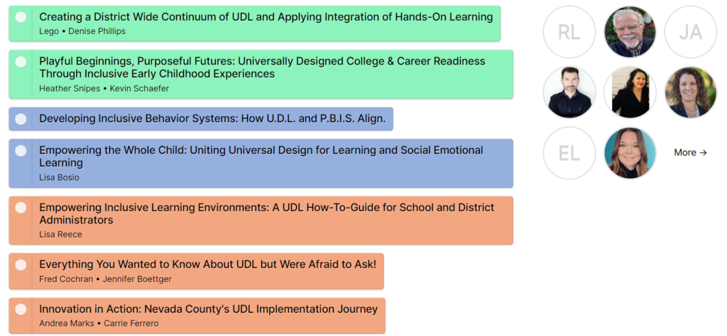 Screenshot of CAUDleading The Way event schedule and conference session descriptions
