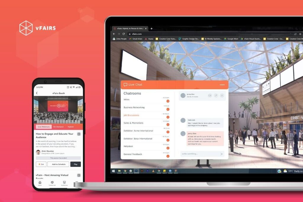 Example of vFairs deskptop and app event management services