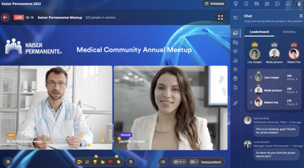 Airmet event management services screenshot showing people hosting virtual meeting