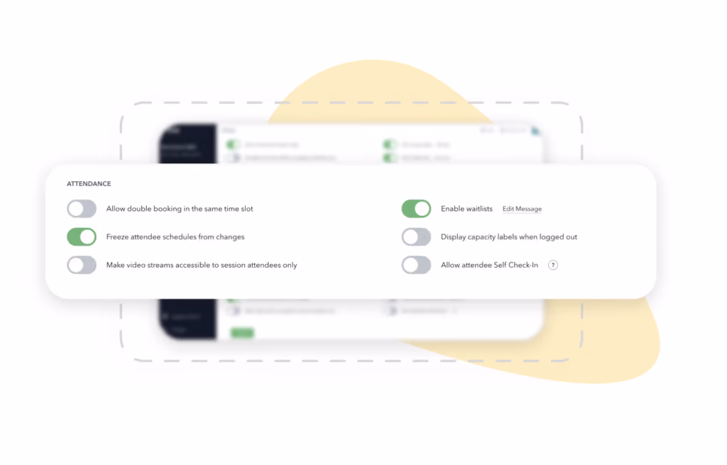 event registration system - session controls