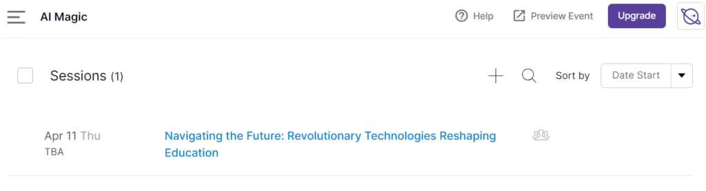 Screenshot of AI descriptions on Sched event platform