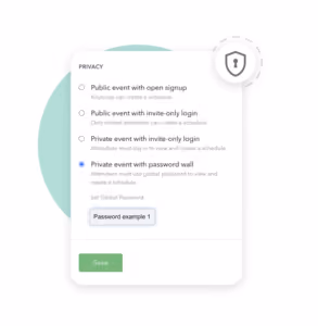 event registration system - event privacy