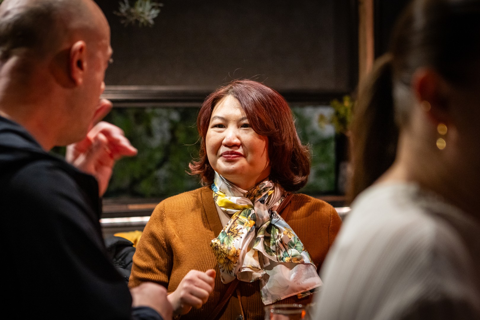 Guests in conversation at the Canopy launch, Bomba Rooftop Bar, Melbourne
