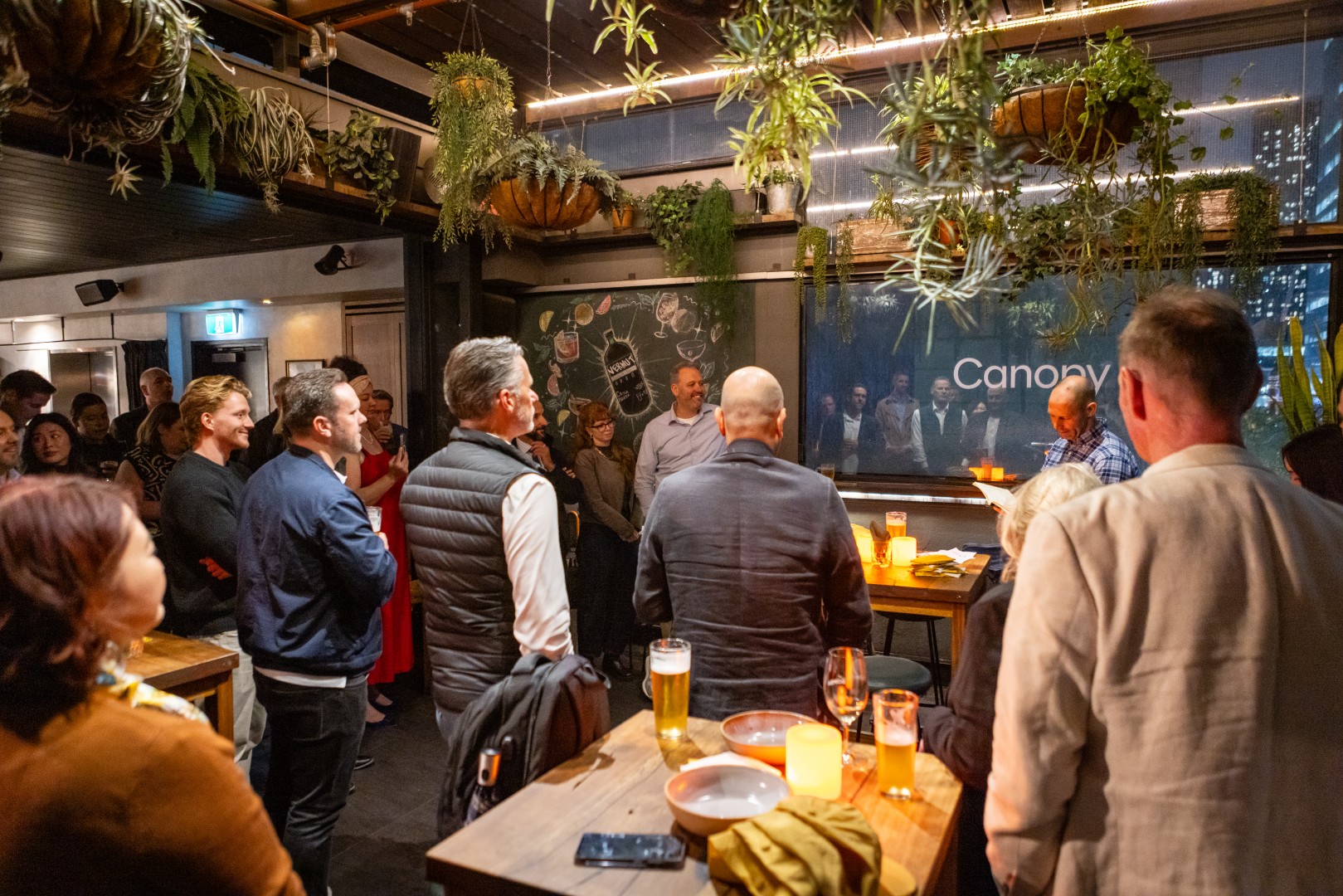Guests gathered for the Canopy launch at Bomba Rooftop Bar, Melbourne