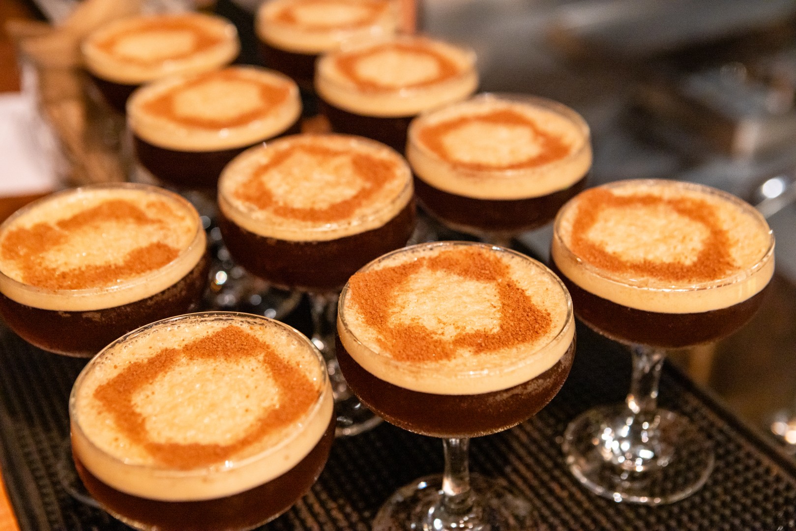 Espresso martinis dusted with the Canopy logo at the Canopy launch