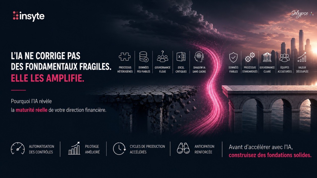Visuel : l’IA ne corrige pas les fondamentaux fragiles, elle les amplifie, avec un flux lumineux entre une structure fragile et des fondations solides