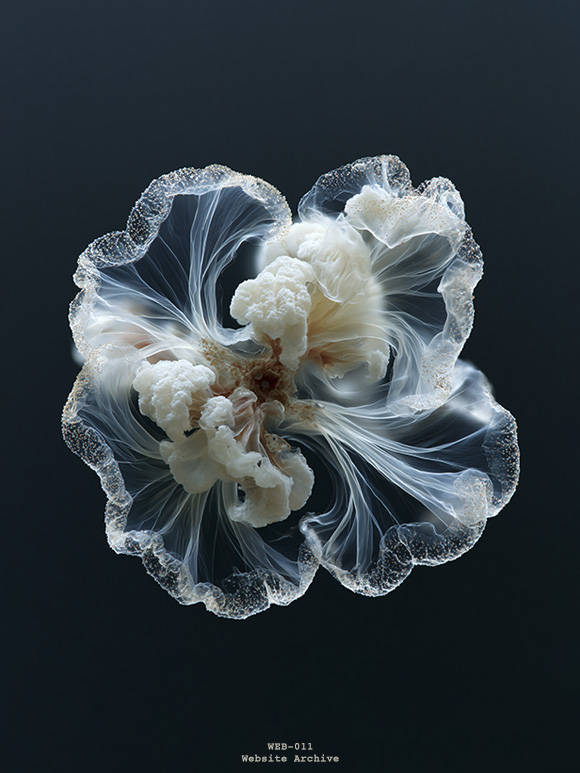 Research visualization of a translucent marine organism exploring morphology, structural organization and biological design principles.