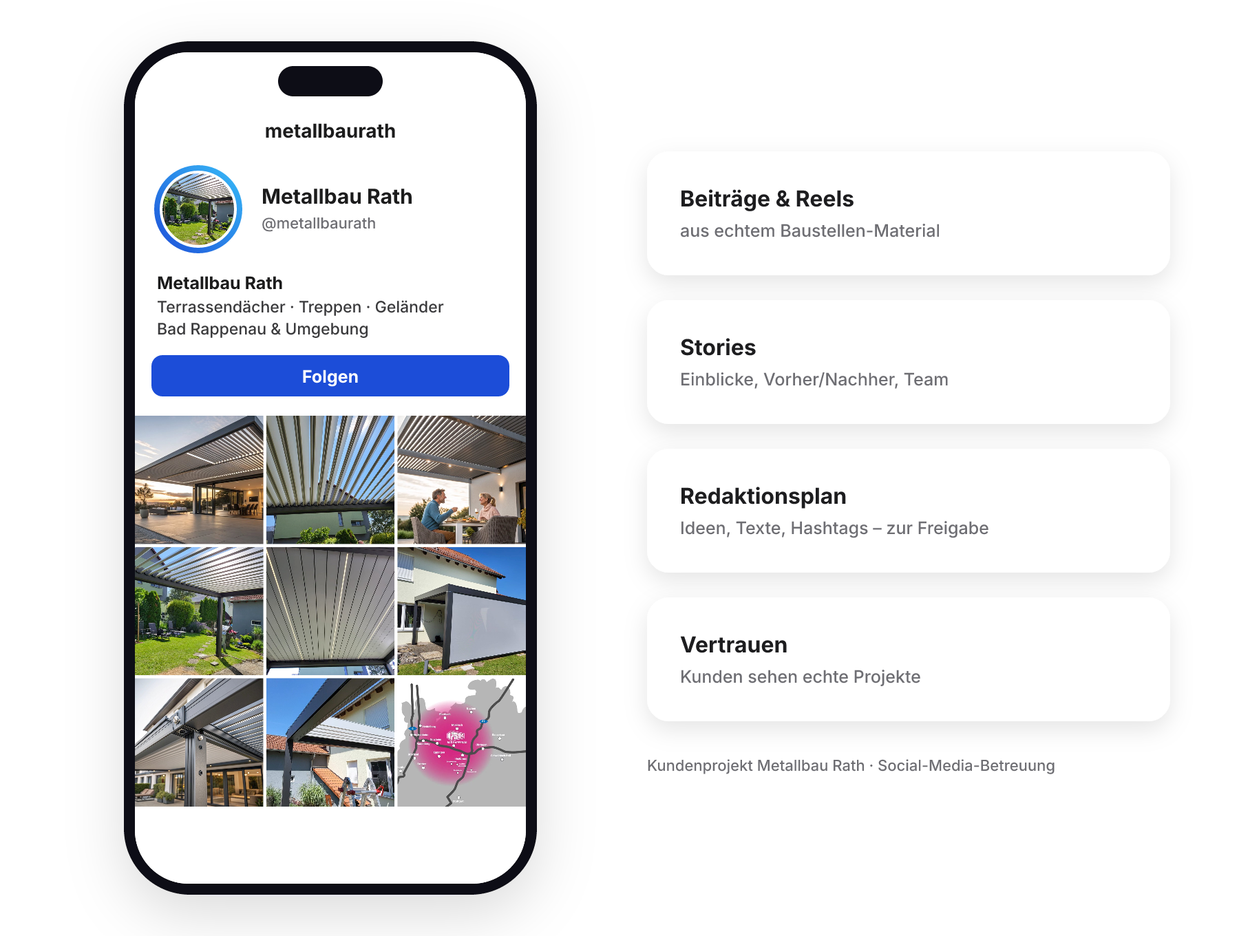 Instagram-Profil von Metallbau Rath mit Projektfotos