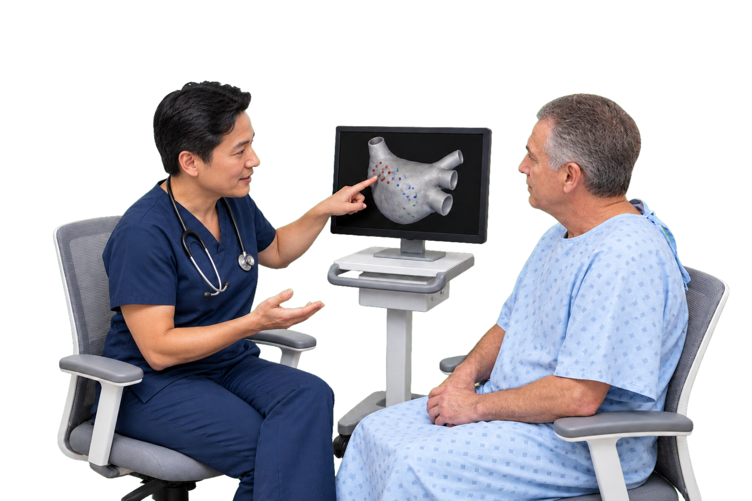 Illustrative discussion of heart mapping before AF ablation.