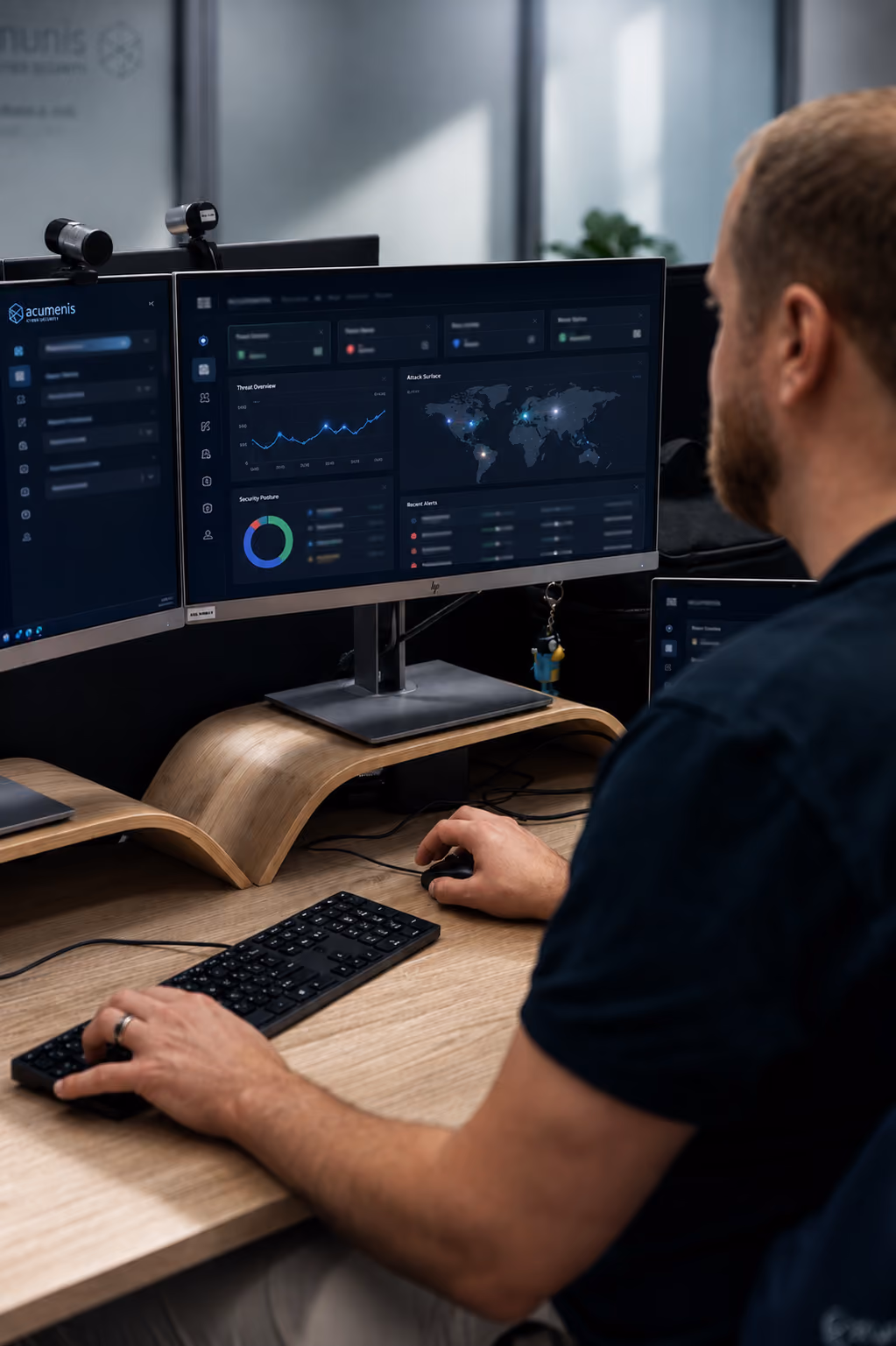 An Australian cyber security consultant checking a security dashboard