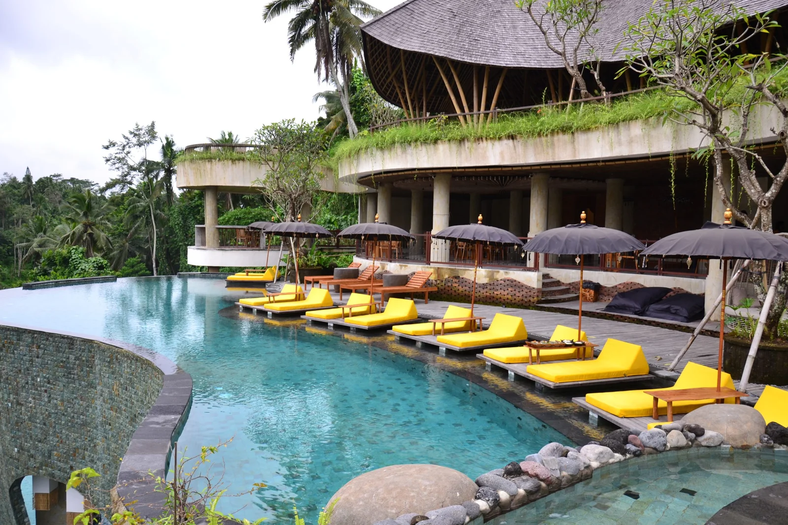 Tdung Restaurant and pool overlooking the tropical landscape