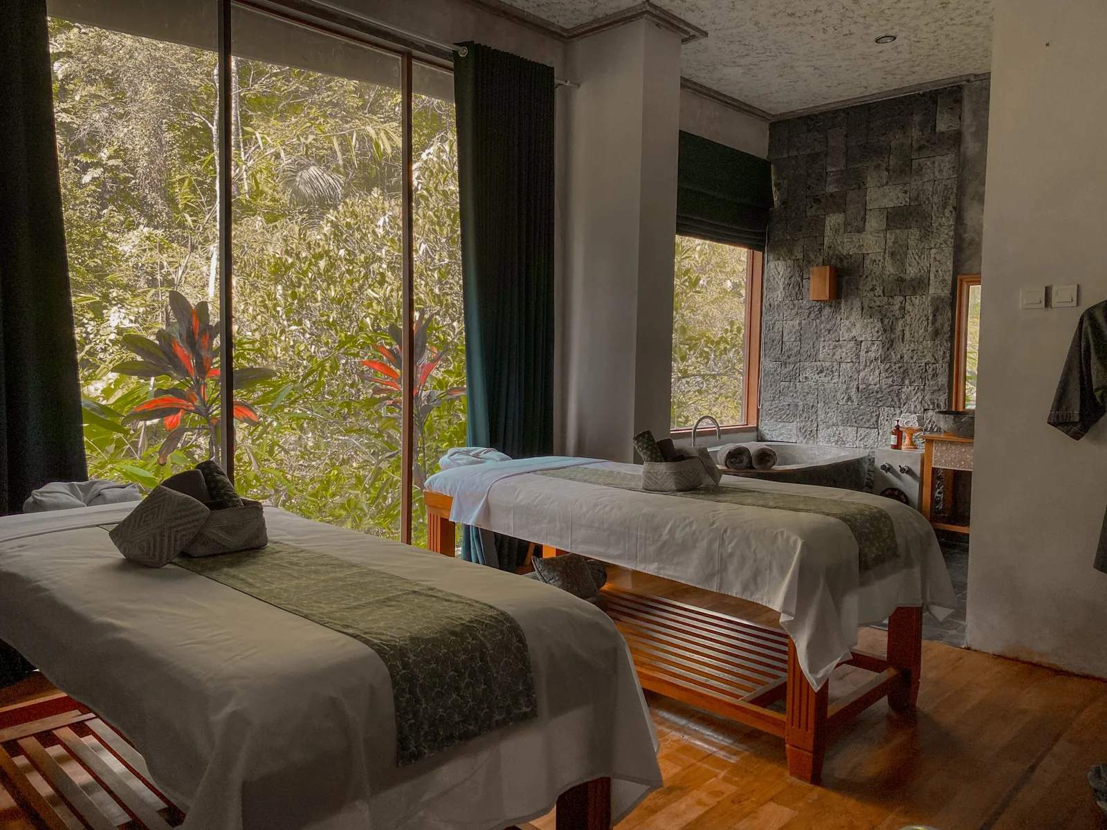 Two treatment beds inside Jamu Spa