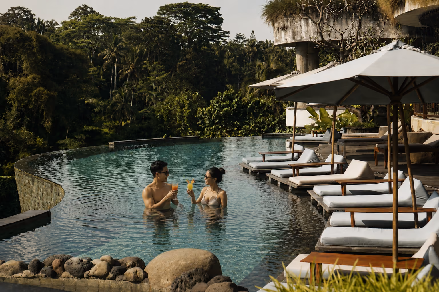 Aerial view of Kenran Resort surrounded by dense tropical forest