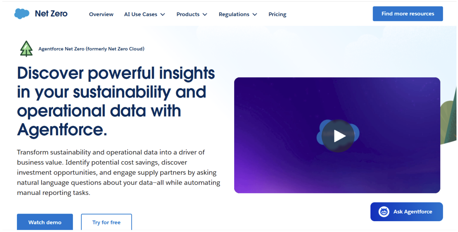 Net Zero Cloud as a carbon tracking software