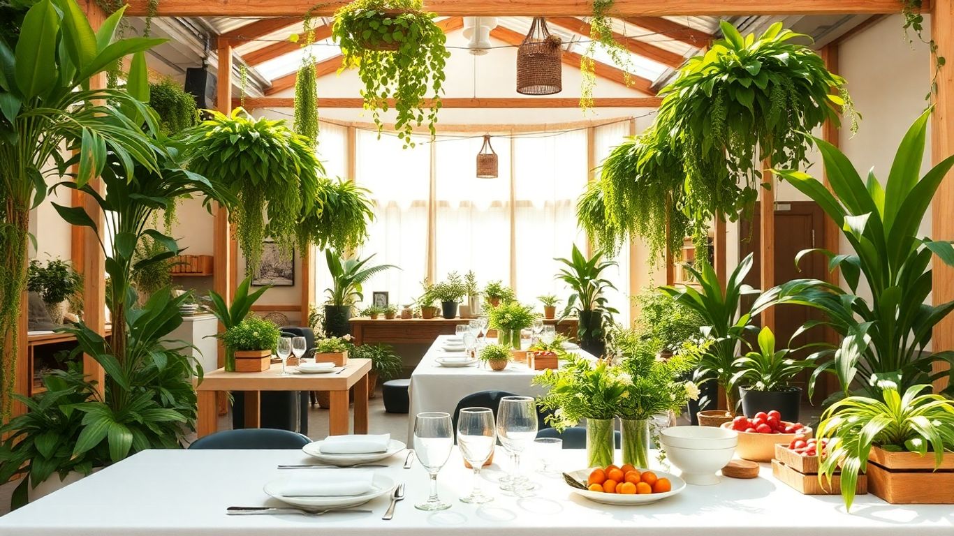 Sustainable event setup with plants and local food