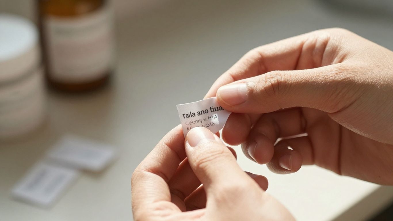 Hands examining product origin tag for ethical sourcing.