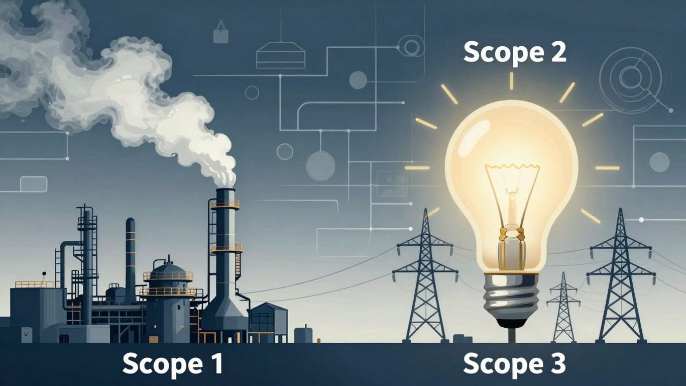 Diagram of GHG emissions scopes 1, 2, and 3.