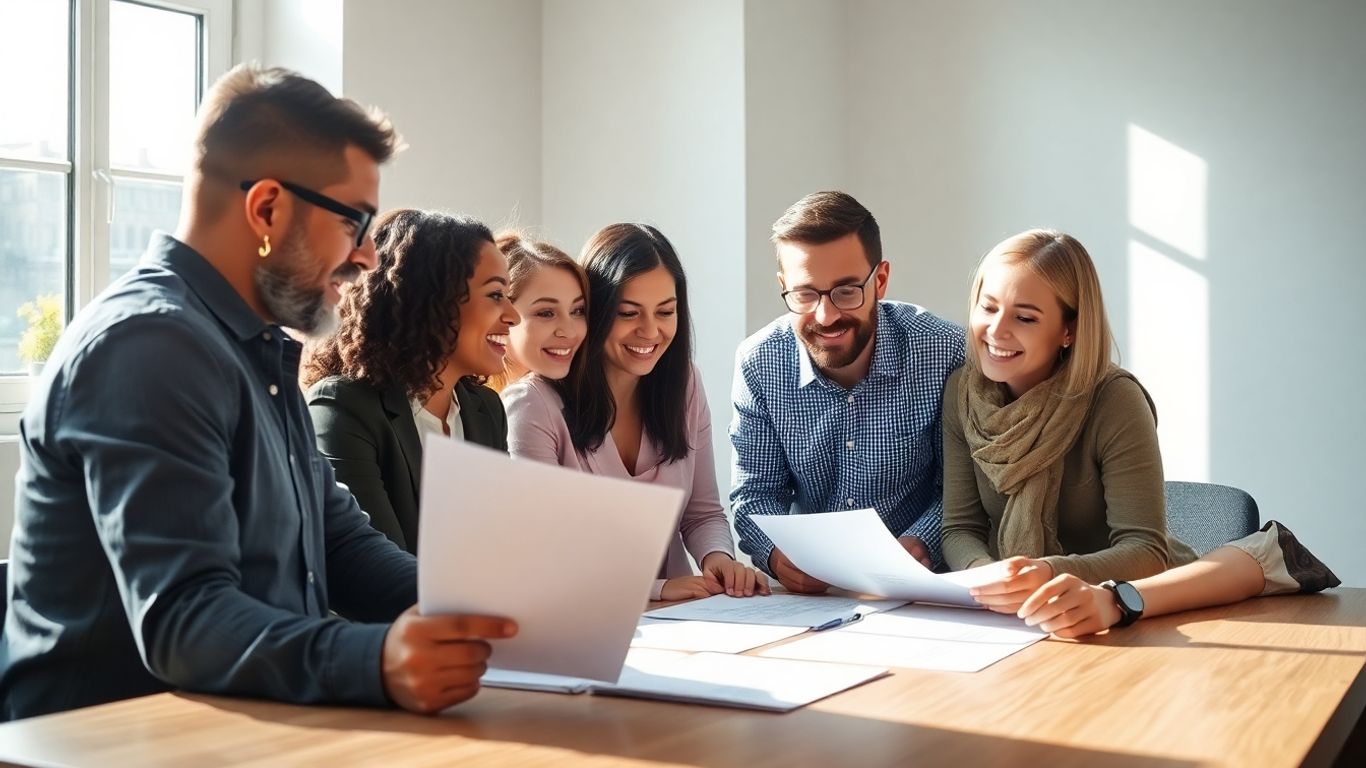 Professionals collaborating on sustainability management