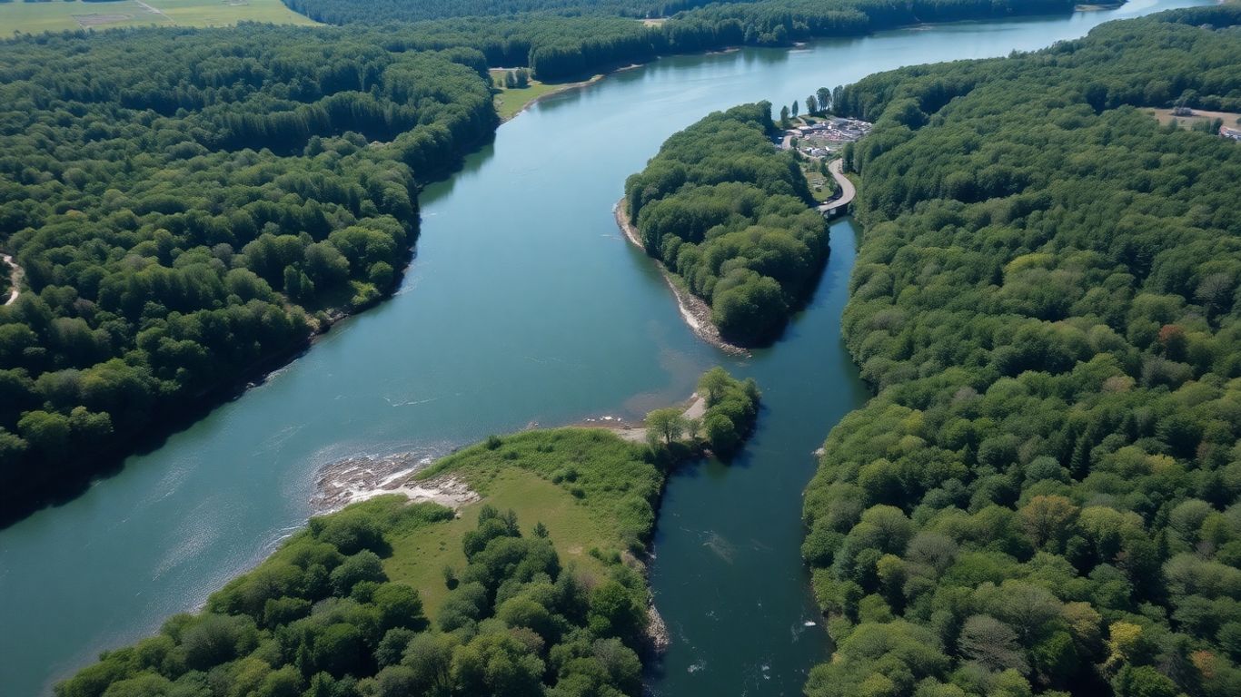Aerial photo of New York watershed and river