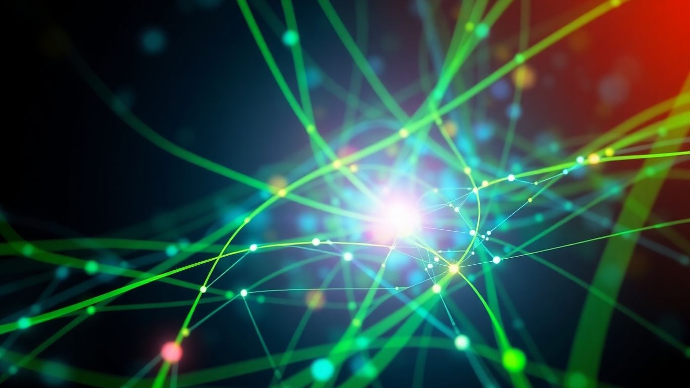 Abstract green and blue lines symbolizing sustainable business growth.